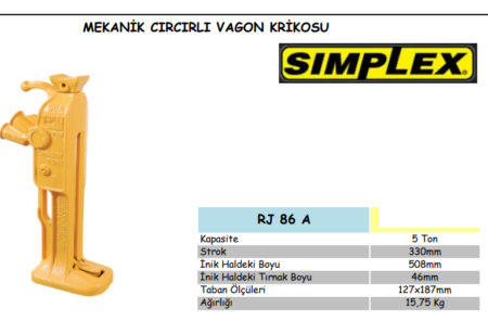 RJ 86 A MEKANİK CIRCIRLI VAGON KRİKOS (2)